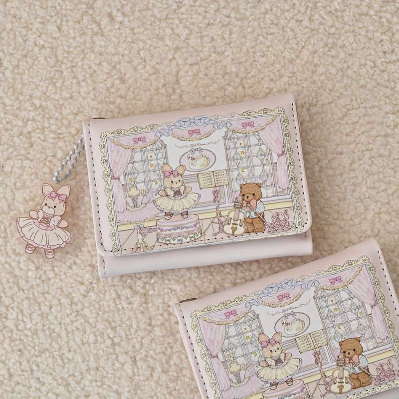 1pc Cute Cartoon Design 3-Fold Wallet With Anti-Magnetic Features Multiple Card Slots Zipper Clos