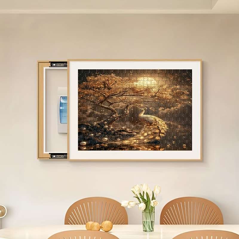 1000pcs High-Resolution Peacock Tree Puzzle with Moon Premium Matte Finish Dust-Pr