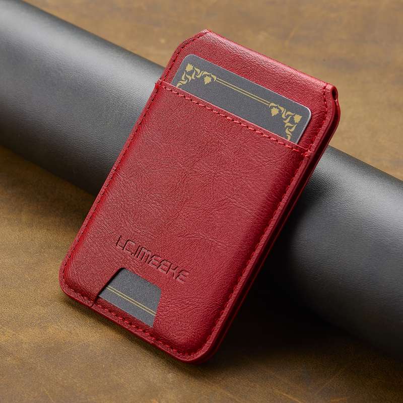 1pc OUKNOEO Unisex Faux Leather Magnetic Wallet with Zipper Casual Style Card Holder 3 Card Slots