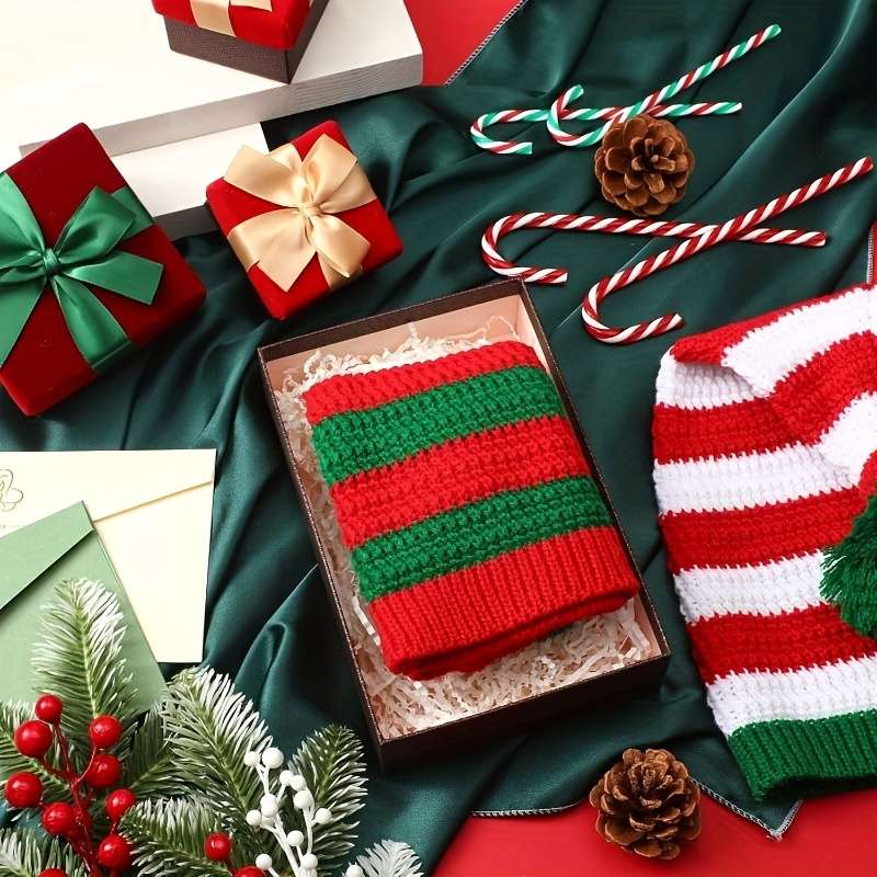Winter Hat Color Red And Green Stripes