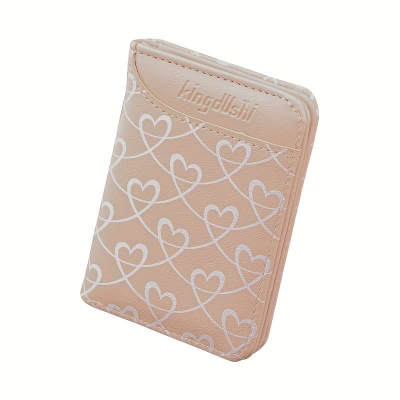 1pc Baweisibinli Women's Sweet Style Mini WalletMint Green Beige Heart Print Compact Double-F