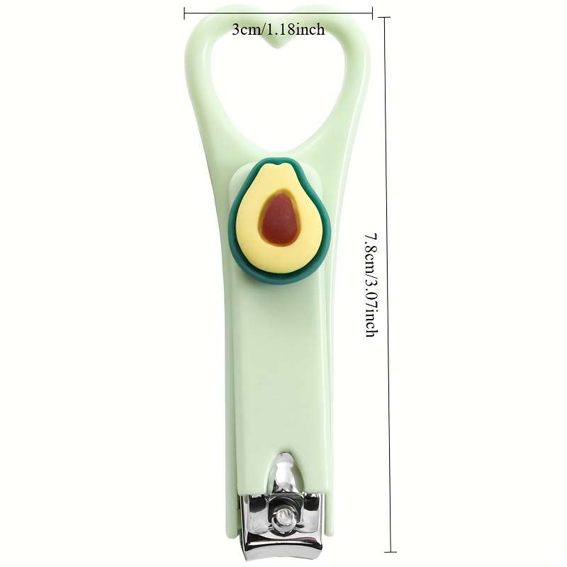 1pc Cute Avocado Heart Nail Clippers Mini Portable Design with Splash-Proof Feature Green