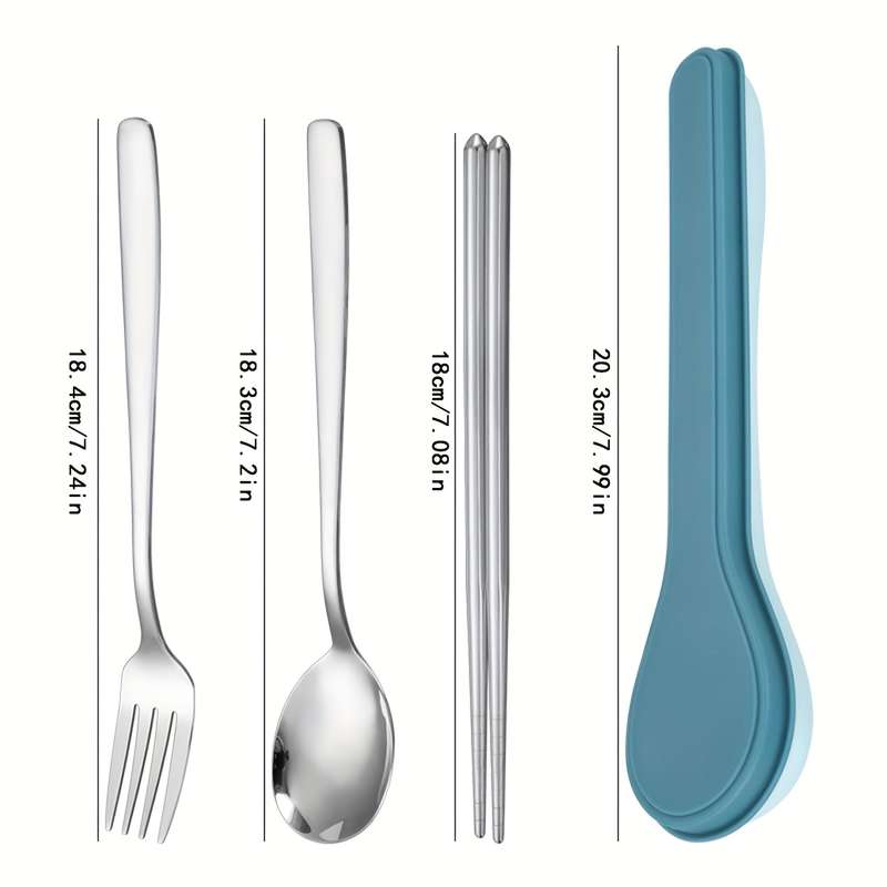 3pcs Portable Cutlery Set with Stainless Steel Chopsticks Spoon And Fork Ideal for Students