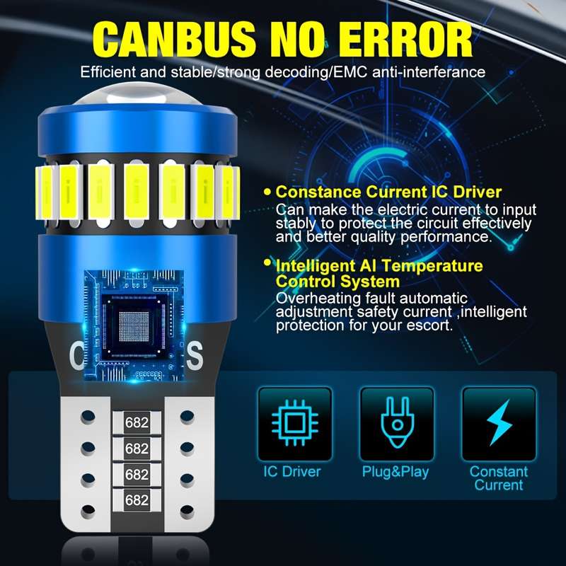 2pcs T10 LED CANBUS decoding Super Bright White Car Interior Side Lights 5W5 12V 5W 1