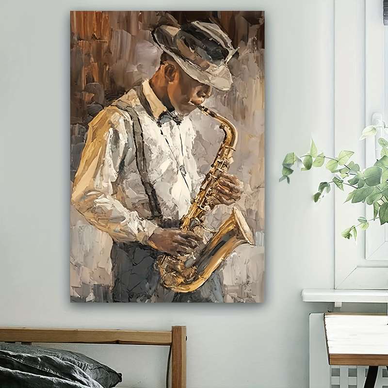 1pc  40x60cm Art Deco Style Saxophonist Poster Frameless Portrait Wall Hanging Decor for Home O