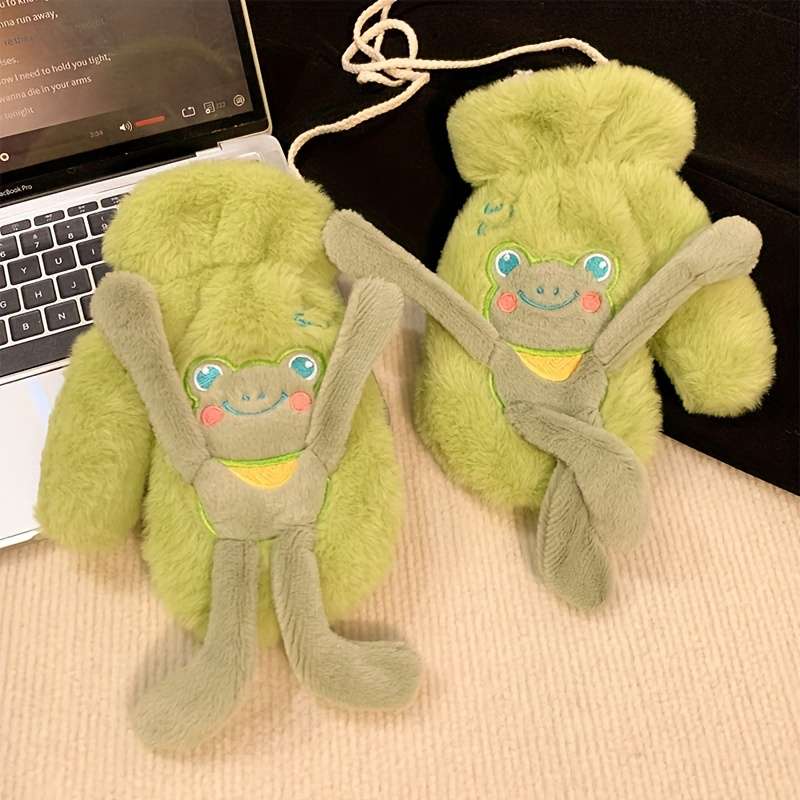 Winter Gloves Color Green  To  Little Frog