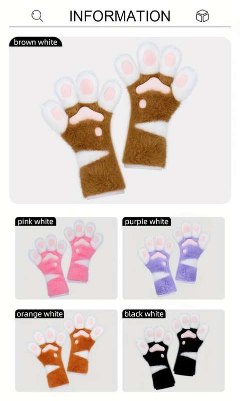 Winter Gloves Color Brown And White