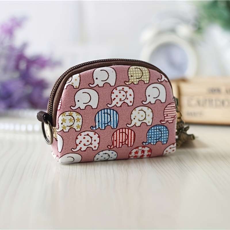 1pc Women's Cute Cartoon Cat Print Canvas Clutch WalletZippered Coin Purse with Animal Design L