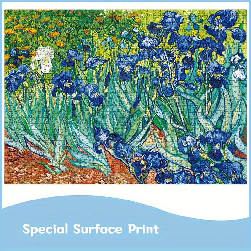 1000pcs Jigsaw Puzzle Masterpiece Irises Pattern Perfect for Adults Ideal Gift fo