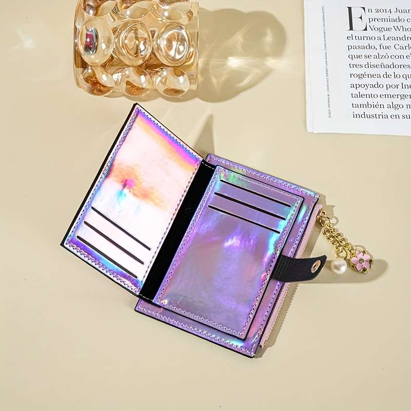 1pc Holographic Wallet For Women Ultra-Thin Multi-Function Card Holder Patent Leather PU Coin Pur