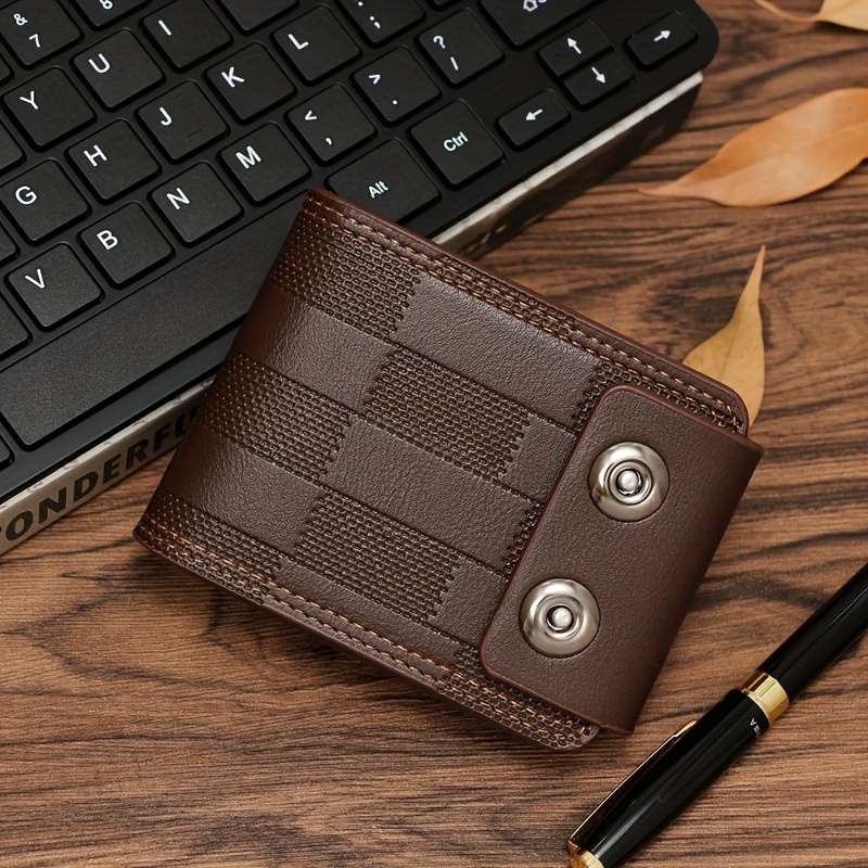 1pc Secure Sleek Men's Compact Wallet with Multiple Card Slots and Dual Magnetic ClosureBlack F