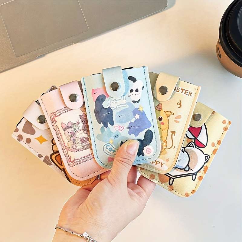 1pc Stylish Convenience Cute Cartoon Multi-Card ID Holder Large Capacity Ultra-Thin Anti-Dema