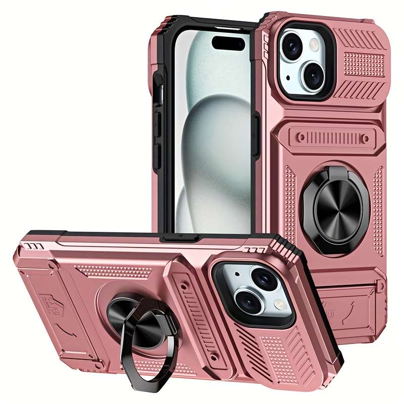 1Pc Pink Red Color For iPhone 13 Heavy Duty Shockproof Phone Case