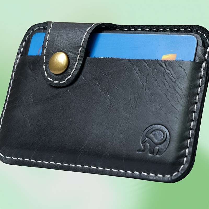 1pc Classic Charm Genuine Genuine Leather Bifold Wallet with Snap Closure Classic Dark Blue O