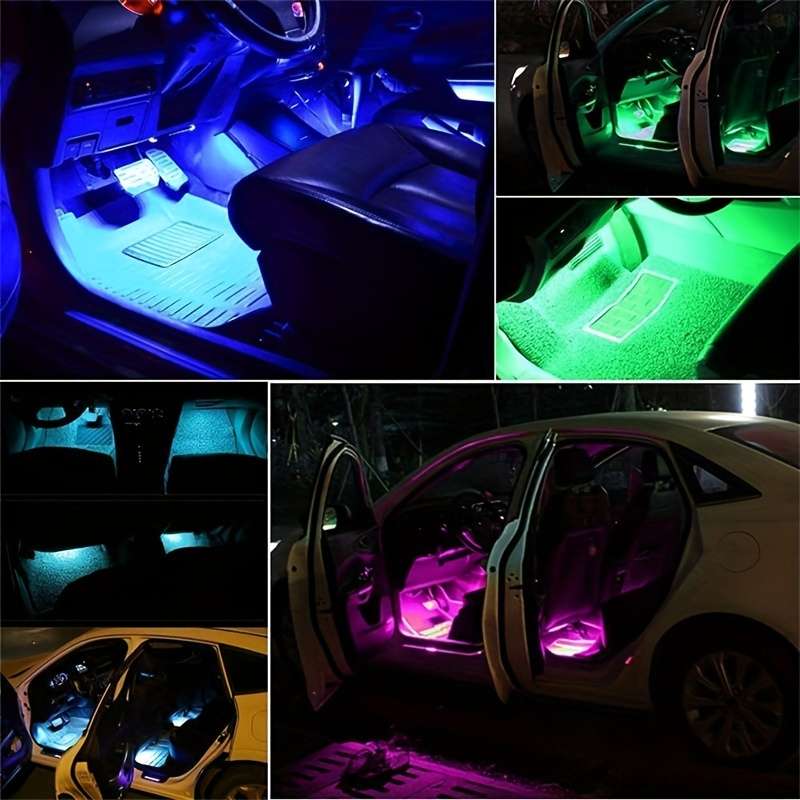 1pc  App Controlled RGB Car Ambient Lighting Kit 48LED USB-Powered Music Sync Footpa