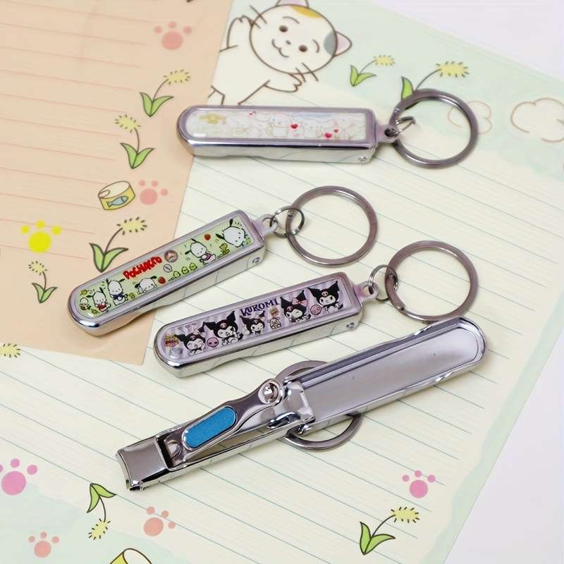 1pc Sanrio Cute Character Nail Clippers Stainless Steel Portable Fingernail Trimmer with Con