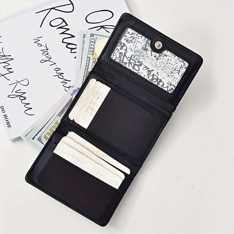 1pc Festive Fortune Folding Wallet with Cat Baking DesignBlack 10.5cm x 4.13cm 8cm x 3.15cm 1