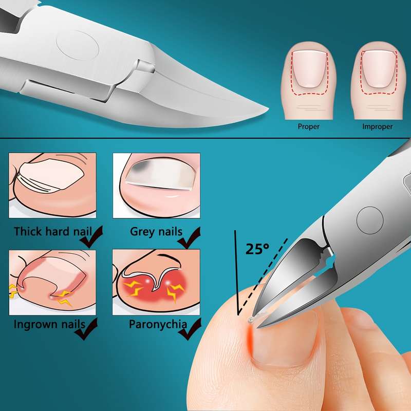 1pc Misscheering Precision Stainless Steel Nail Clippers Sharp Curved Blade for Thick  Ingro