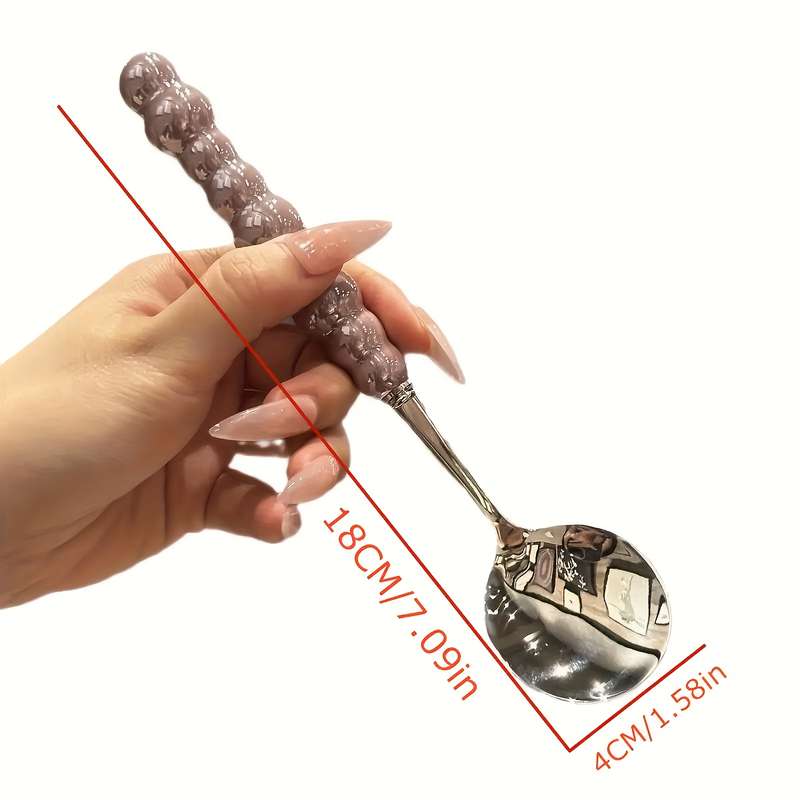 2pcs Colorful Pearl Stainless Steel Teaspoons Kitchen and Dining Utensils Dessert Spoons Hom
