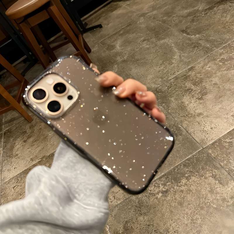 1Pc Transparent Black For iPhone 12 Pro Max Glitter Sequin Phone Case