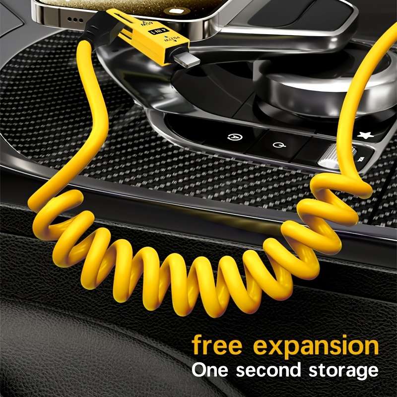 1pc 65W zinc alloy universal 4-in-1 high-speed charging data cable spring retractable cable co