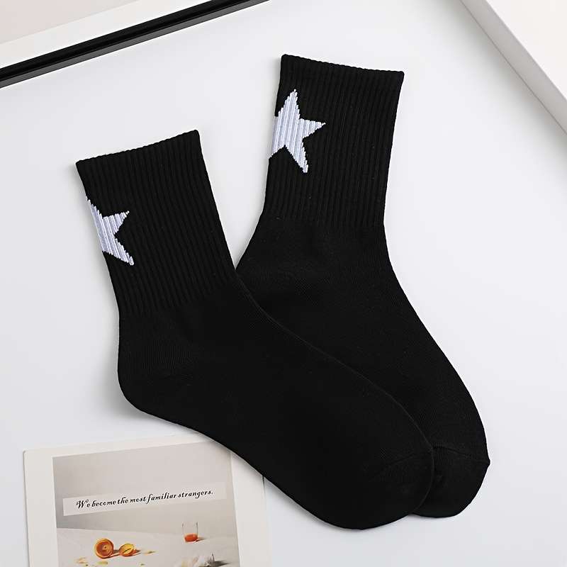 2 Pairs Black And White High Elastic Socks