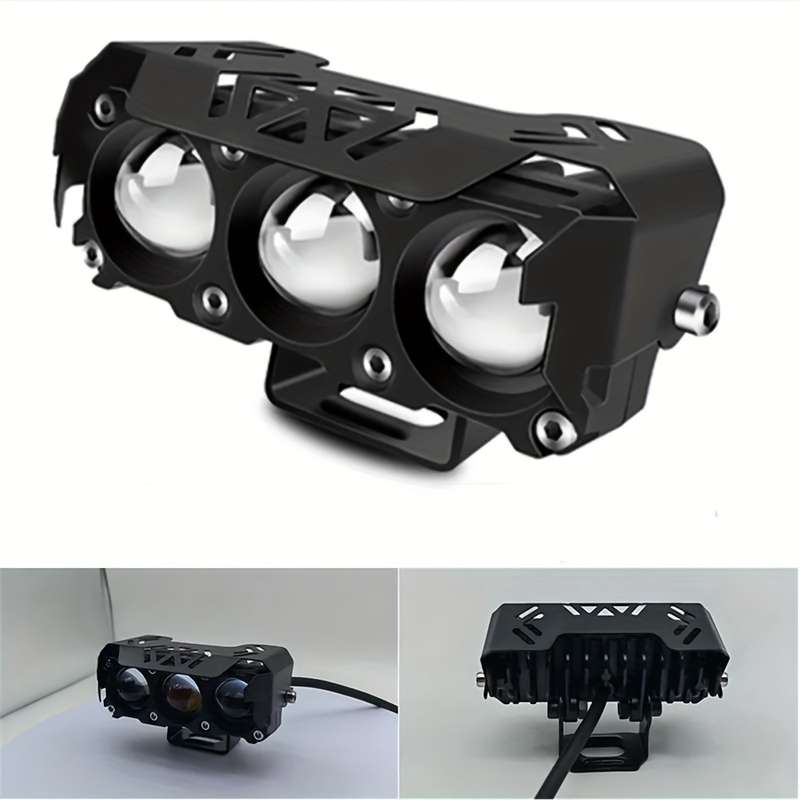 1pc LED Auxiliary Spotlight for Motor Vehicles Dual Color Hi Low Beam 3000+ Lumens