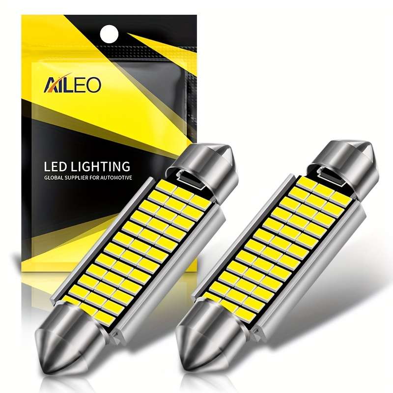 2pcs 42mm LED Dome Lights 6000K 12V C10W C5W 4014 Chip Error-Free Indoor Car Int