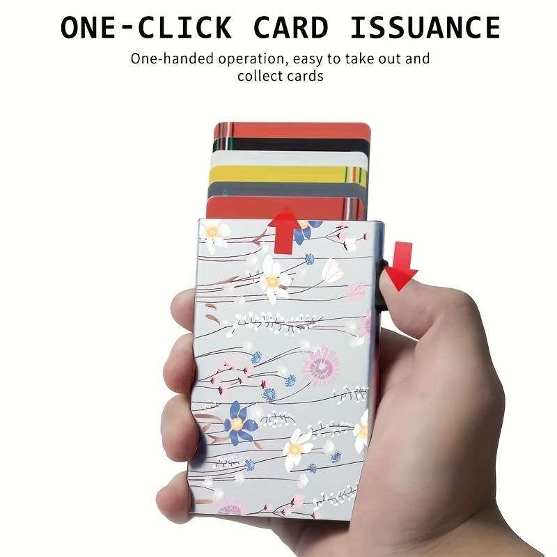 1pc RFID-Blocking Aluminum Alloy WalletSleek Black Pop-Up Credit ID Card Holder with Easy Acc