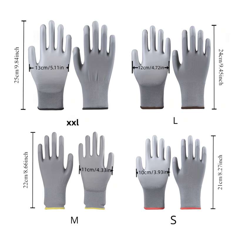Work Gloves Color Xxl Gray   14 Pack Polyester Pu