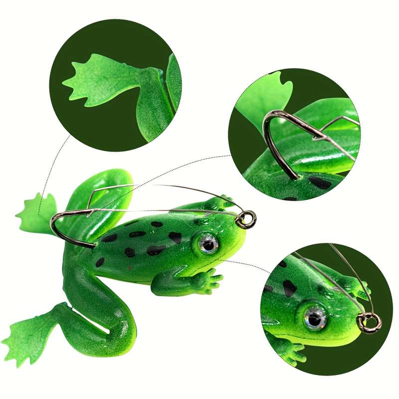 1pc Soft Frog Lure with Weedless Hook Realistic Rubber Swim Bait for Freshwater Saltwater F