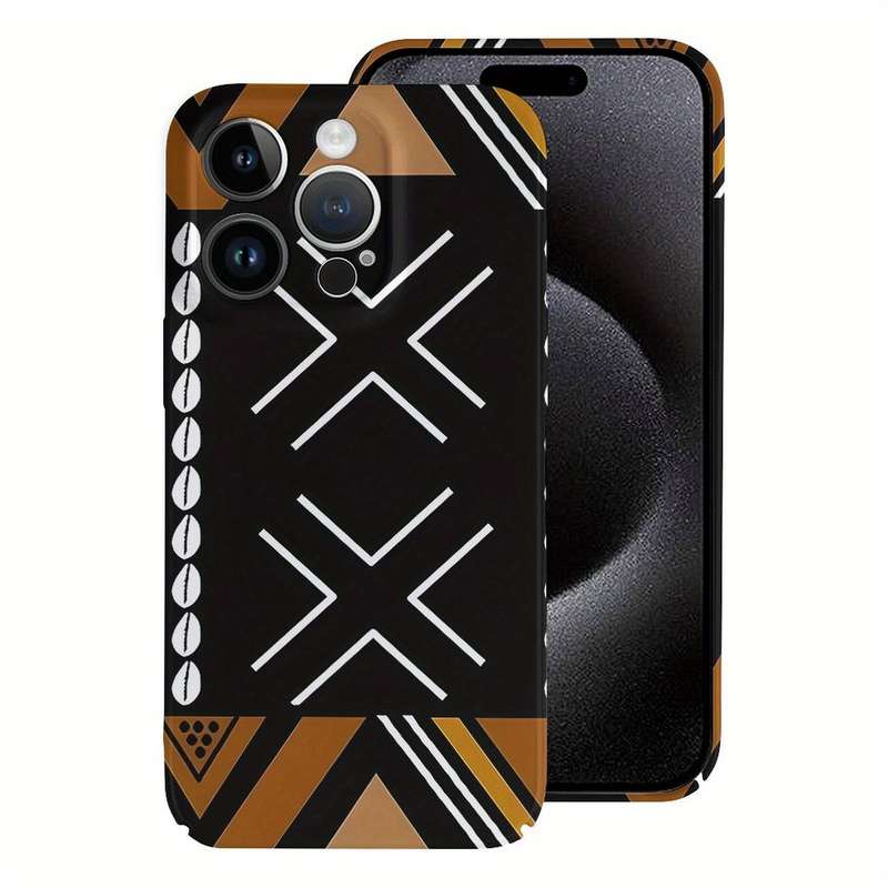 1Pc White For iPhone 15 Plus African Mud Cloth Phone Case