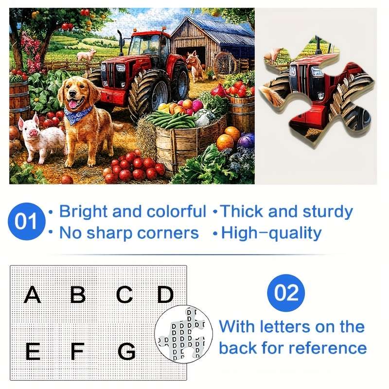 1000pcs Farm Pig and Dog Paper Jigsaw Puzzle Large Vibrant DIY Decoration Puzzle