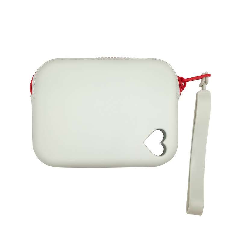 1pc Women'S Waterproof Colorful Wallet with Heart PatternDurable Rubber Material Zipper Closure