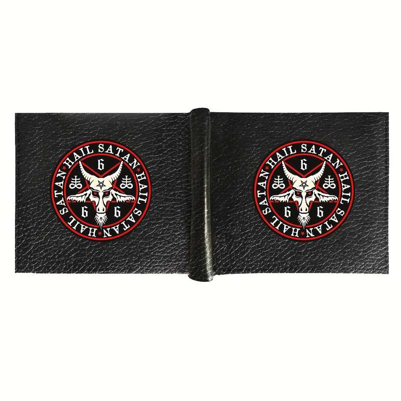 1pc Funny Hail Satan Men's PU Leather Simple Style Wallet Multifunctional Short Bifold Coin Pur