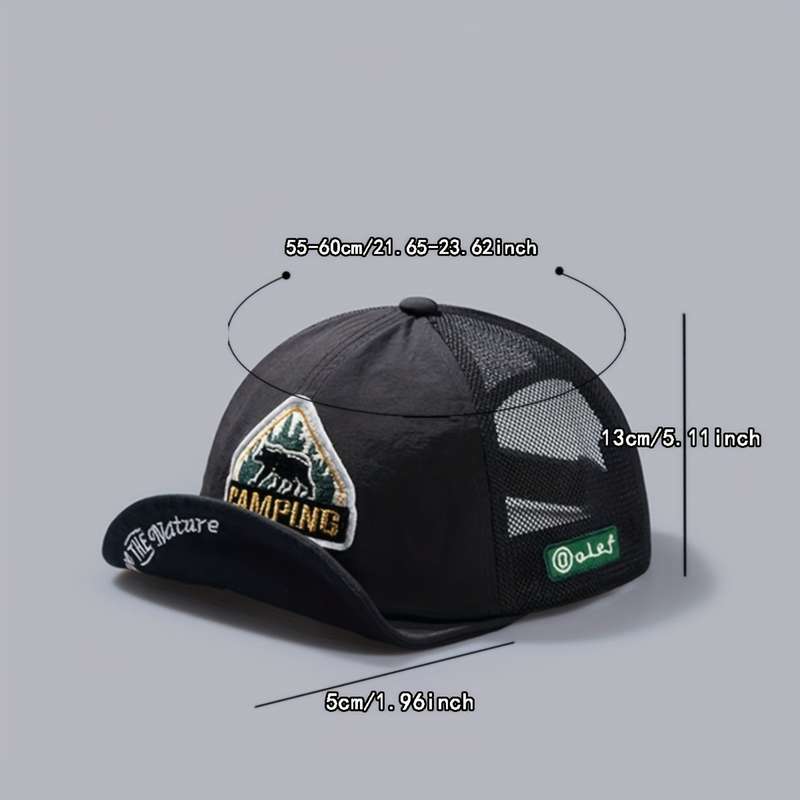 1pc Vintage American Baseball Cap Quick-Dry Mesh Breathable Flat Brim Trucker Hat with "JACQ