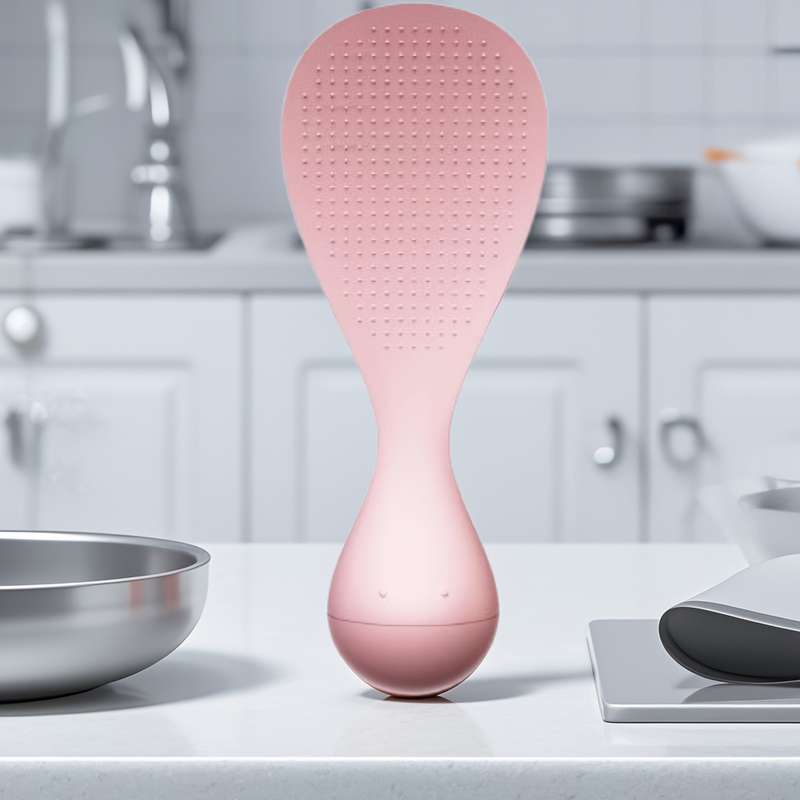 1pc Non-Tipping Silicone Rice Spoon Heat Resistant Easy to Clean Standing Design for Perfec