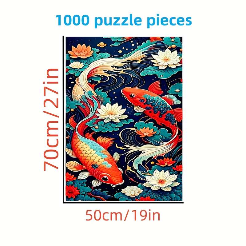 1000pcs Fish Jigsaw Puzzle Seamless Rectangle for Adults Fun Family Game for Birt