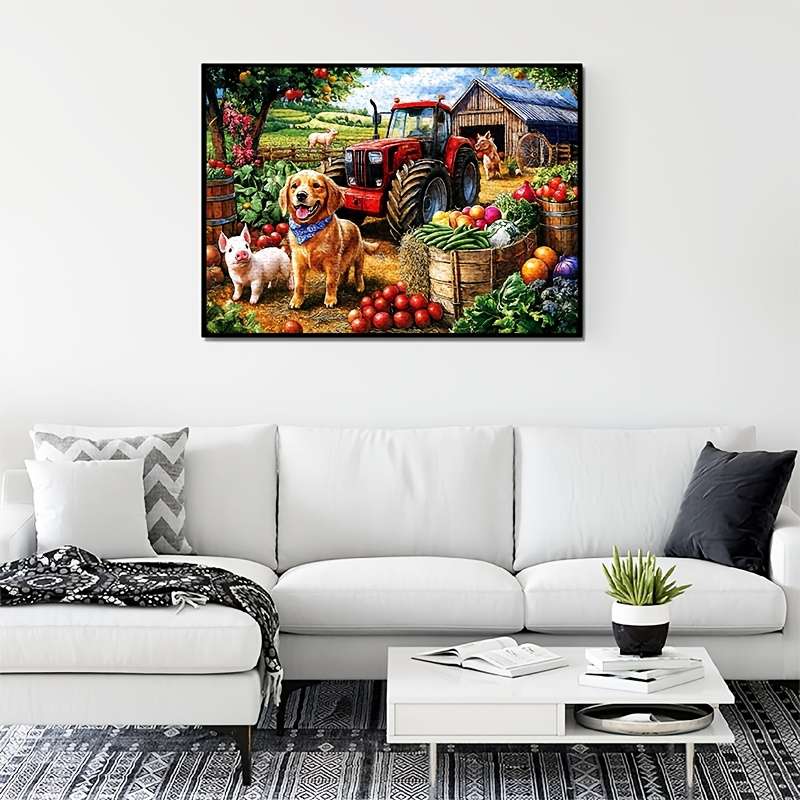 1000pcs Farm Pig and Dog Paper Jigsaw Puzzle Large Vibrant DIY Decoration Puzzle