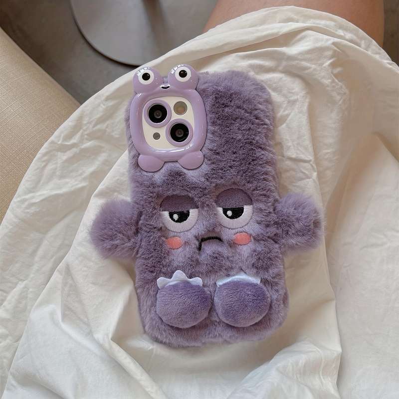 1Pc Light Pink For iPhone 14 Plus Plush Little Monster Phone Case
