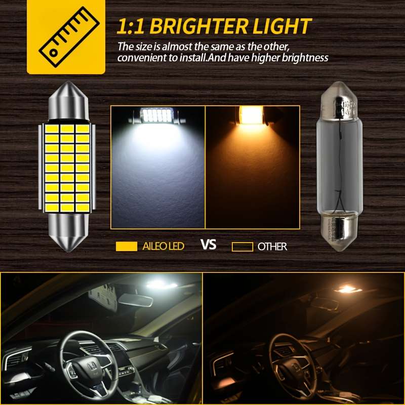 2pcs 31mm LED Dome Lights 6000K 12V C10W C5W 4014 Chip Error-Free Indoor Car Int