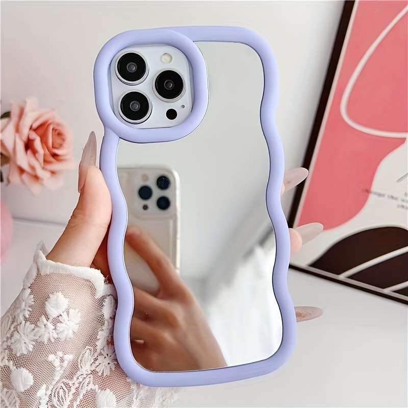 1Pc Light Purple For iPhone 7 8 SE2 SE3 Makeup Mirror Phone Case