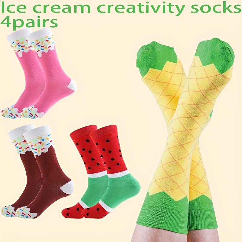 1 Pair Brown Coffee Ice Cream One Size Socks