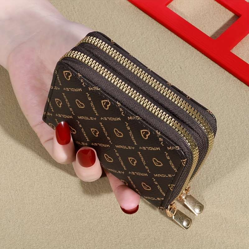 1pc Classic Large Capacity Wallet with Zipper Multi-Card Slots and Coin Pocket Durable Brown