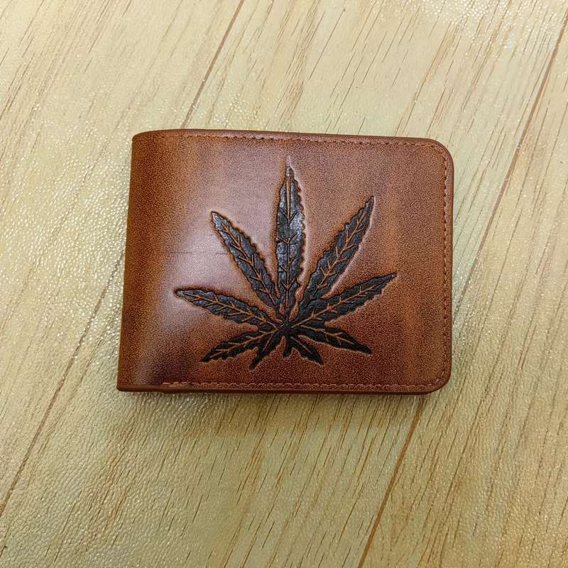 1pc Stylish Men's Faux Leather Wallet with Plant DesignCasual Non-Woven PU Leather