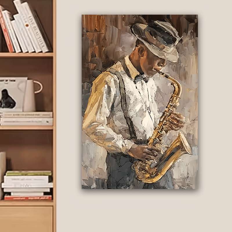 1pc  40x60cm Art Deco Style Saxophonist Poster Frameless Portrait Wall Hanging Decor for Home O