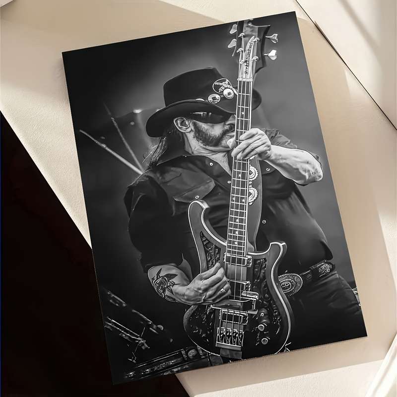 1pc  30x40cm Unframed Canvas Poster Lemmy Kilmister-Inspired Guitarist 30.48x40.64 cm Black