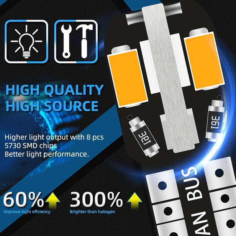 10pcs Red T10 5730 LED Car Neon Lights High Brightness Fast Heat Dissipation Non-