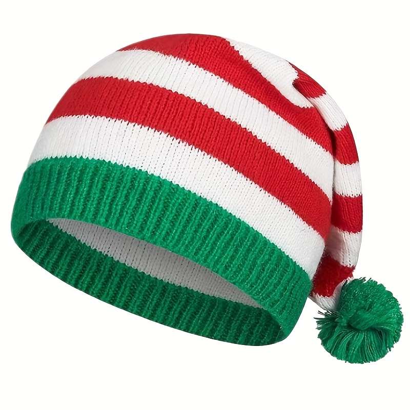 Winter Hat Color Red And Green Stripes