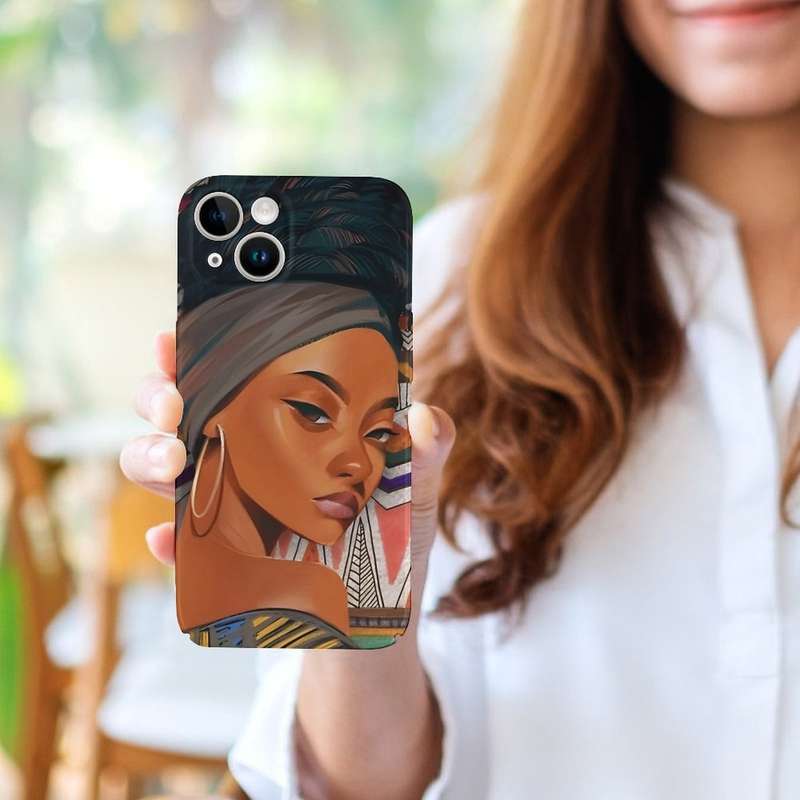 1Pc White For iPhone 15 Plus African Beauty Phone Case